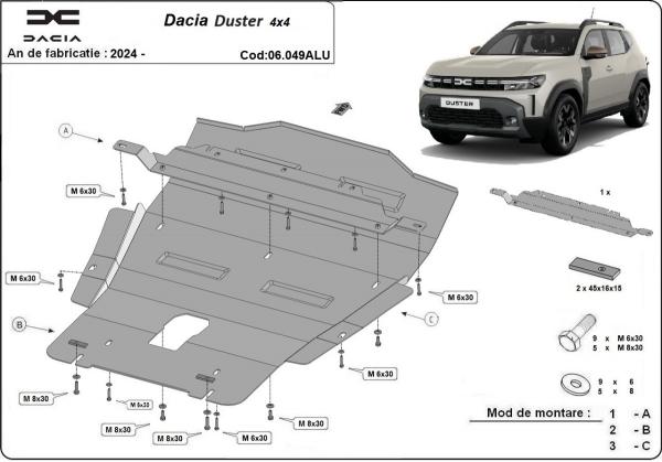 Scut motor din aluminiu Dacia Duster - 4x4 10