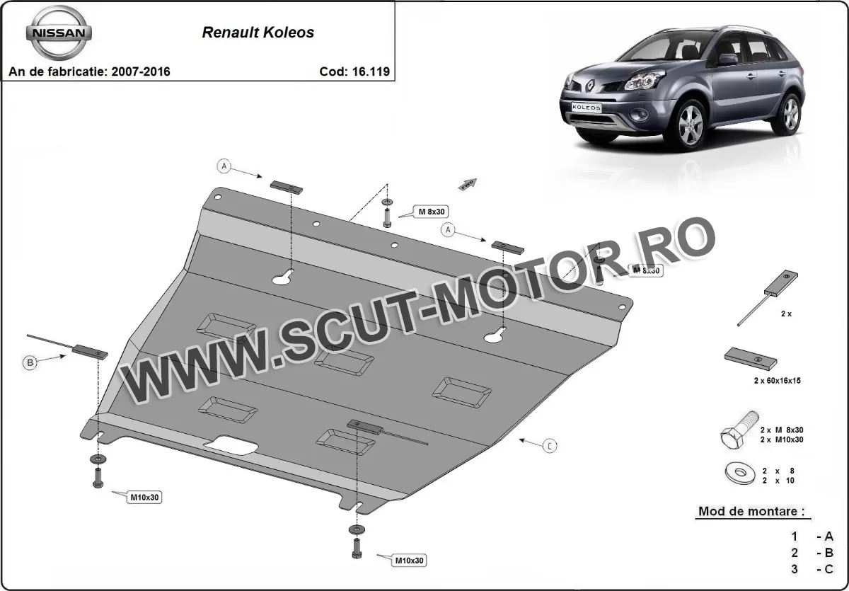 Scut motor Renault Koleos - model 2 2007-2016