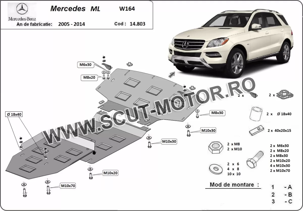 Scut Motor Mercedes ML W164 2005-2011