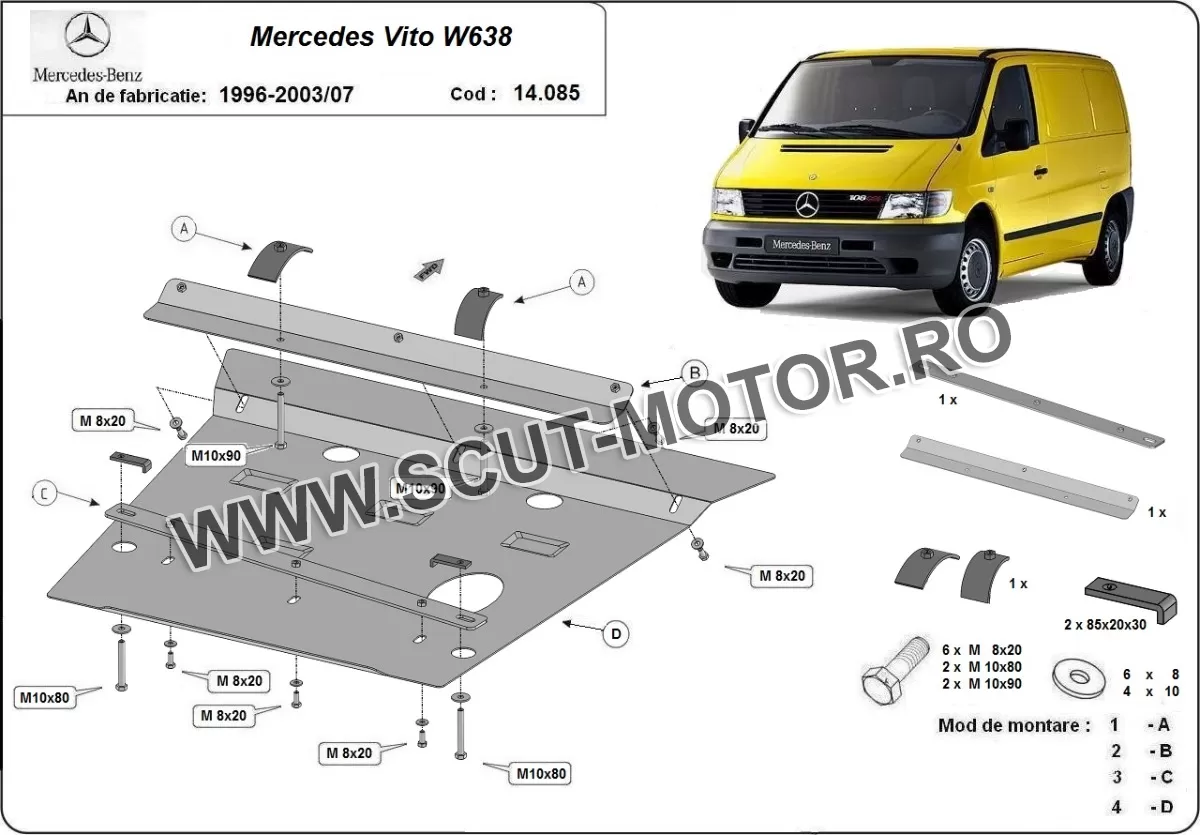 Scut motor și cutie de viteză Mercedes Vito 1996-2003