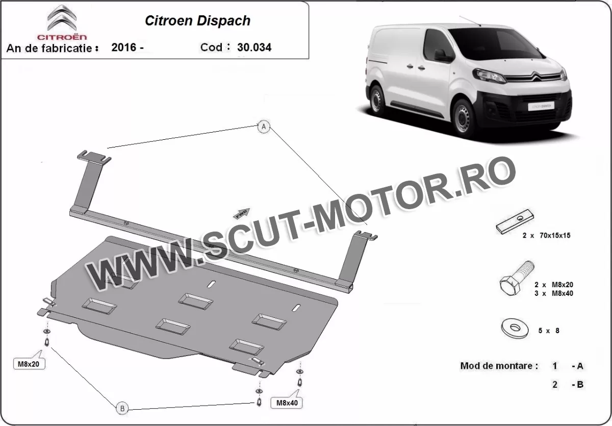 Scut motor Citroen Dispatch Autoutilitară 2016-2024