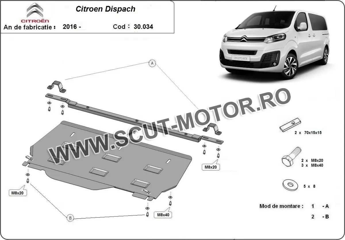 Scut motor Citroen Dispatch Monovolum 2016-2024