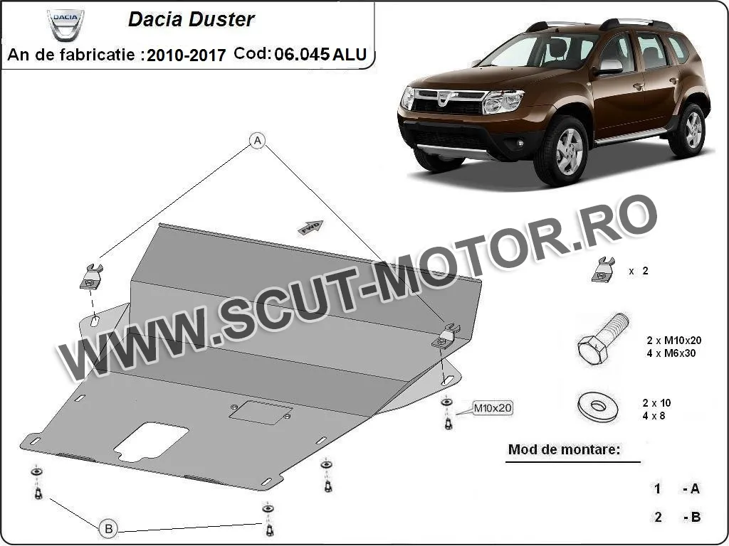 Scut motor din aluminiu Dacia Duster 2010-2017