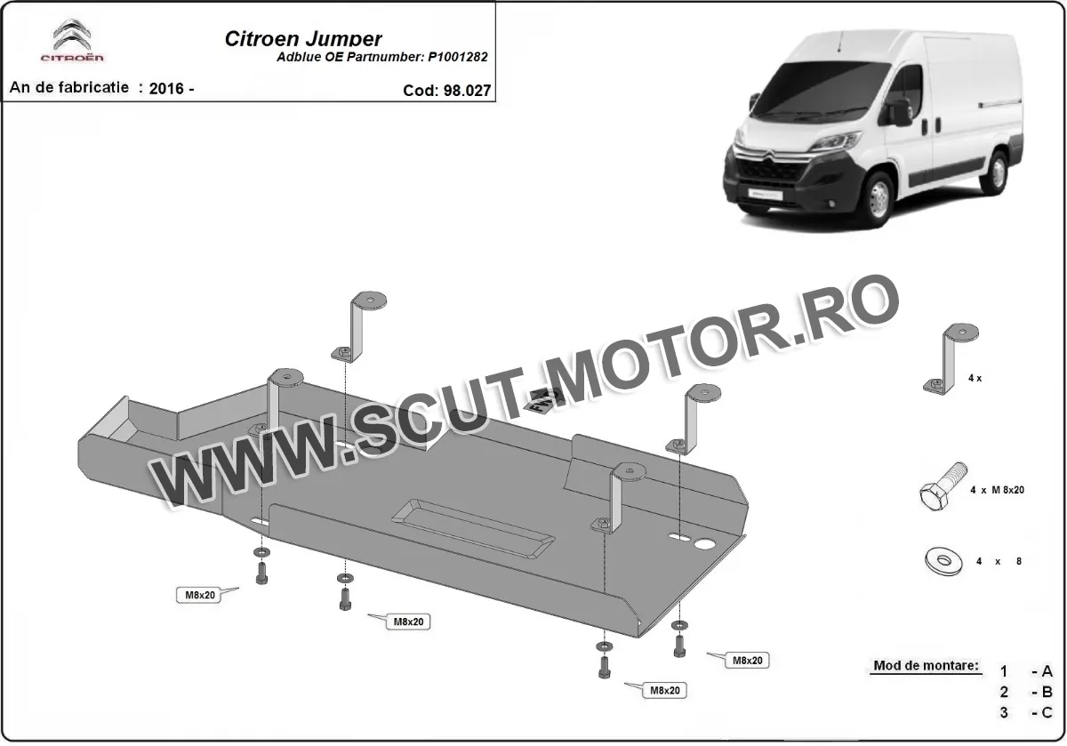 Scut rezervor AdBlue Citroen Jumper 2016-2024