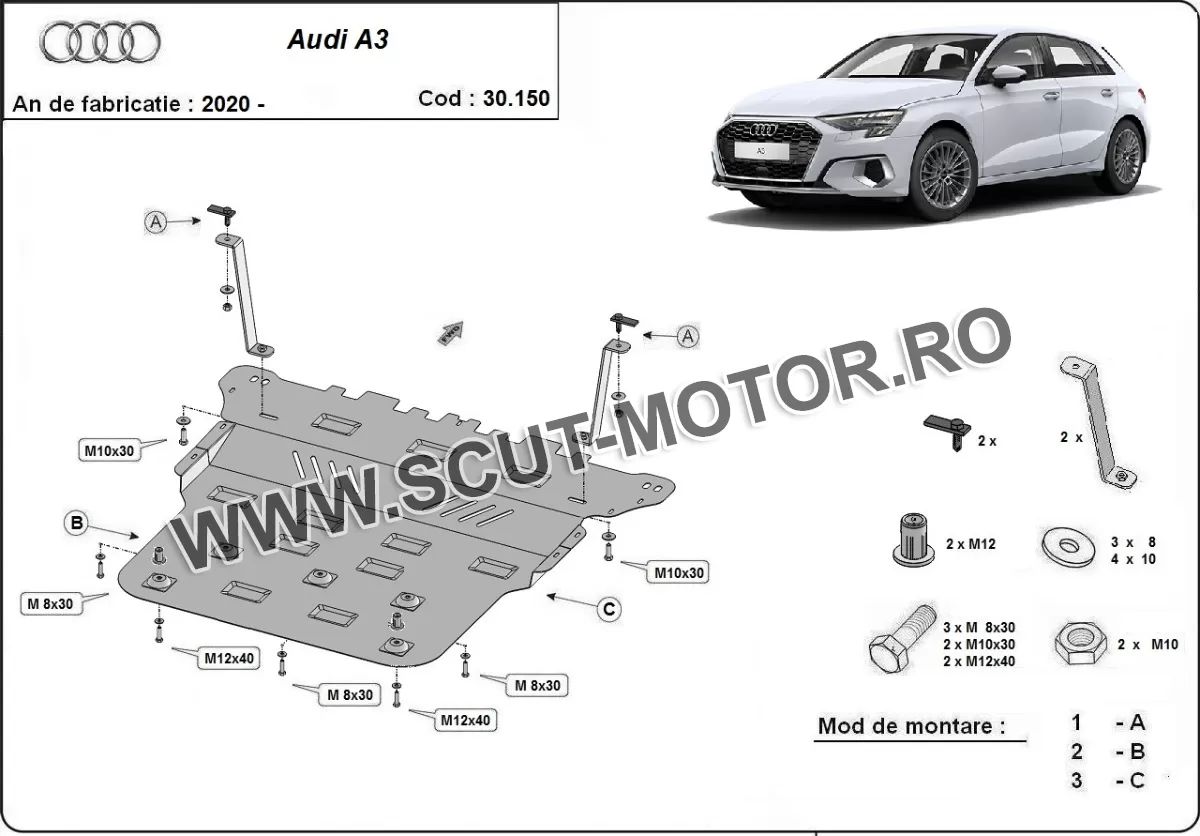 Scut motor Audi A3 2020-2024