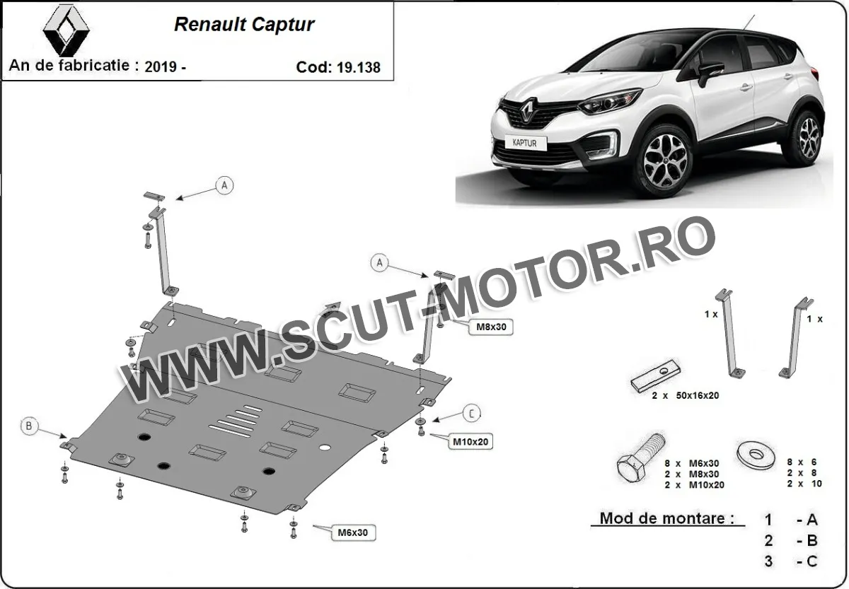 Scut motor Renault Captur 2019-2025