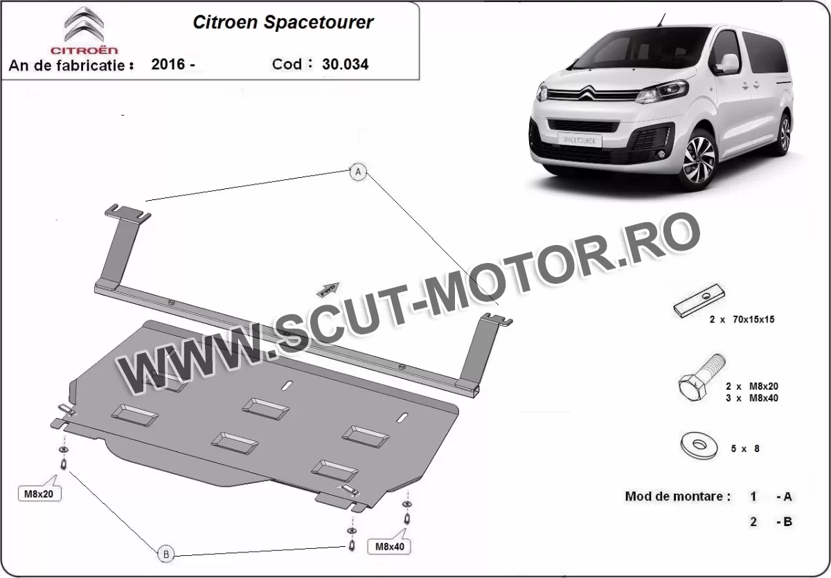 Scut motor Citroen Spacetourer Autoutilitară 2016-2024