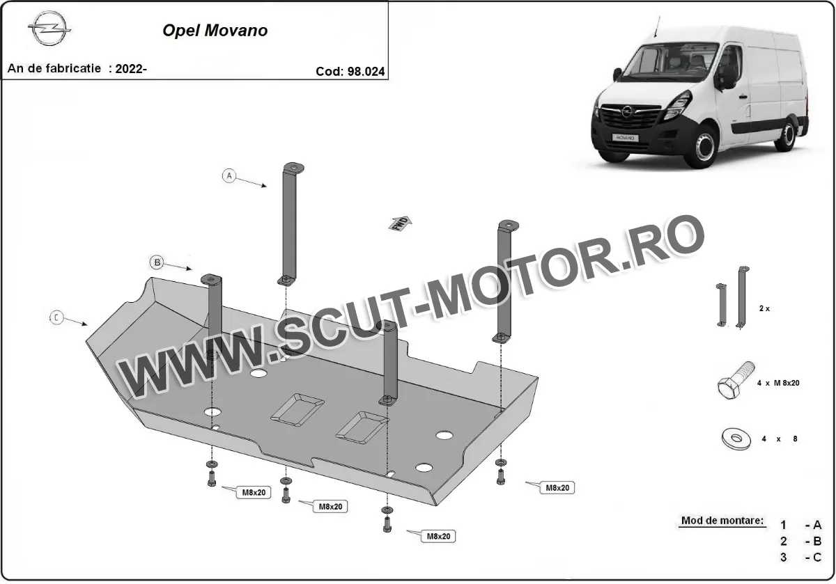 Scut rezervor AdBlue Opel Movano 2022-2024