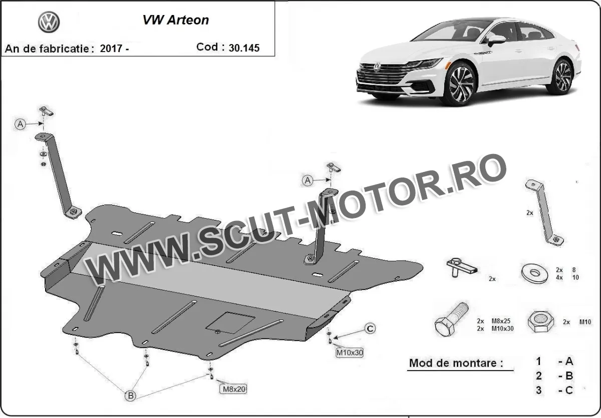 Scut motor Volkswagen Arteon - cutia de viteza manuala 2017-2024