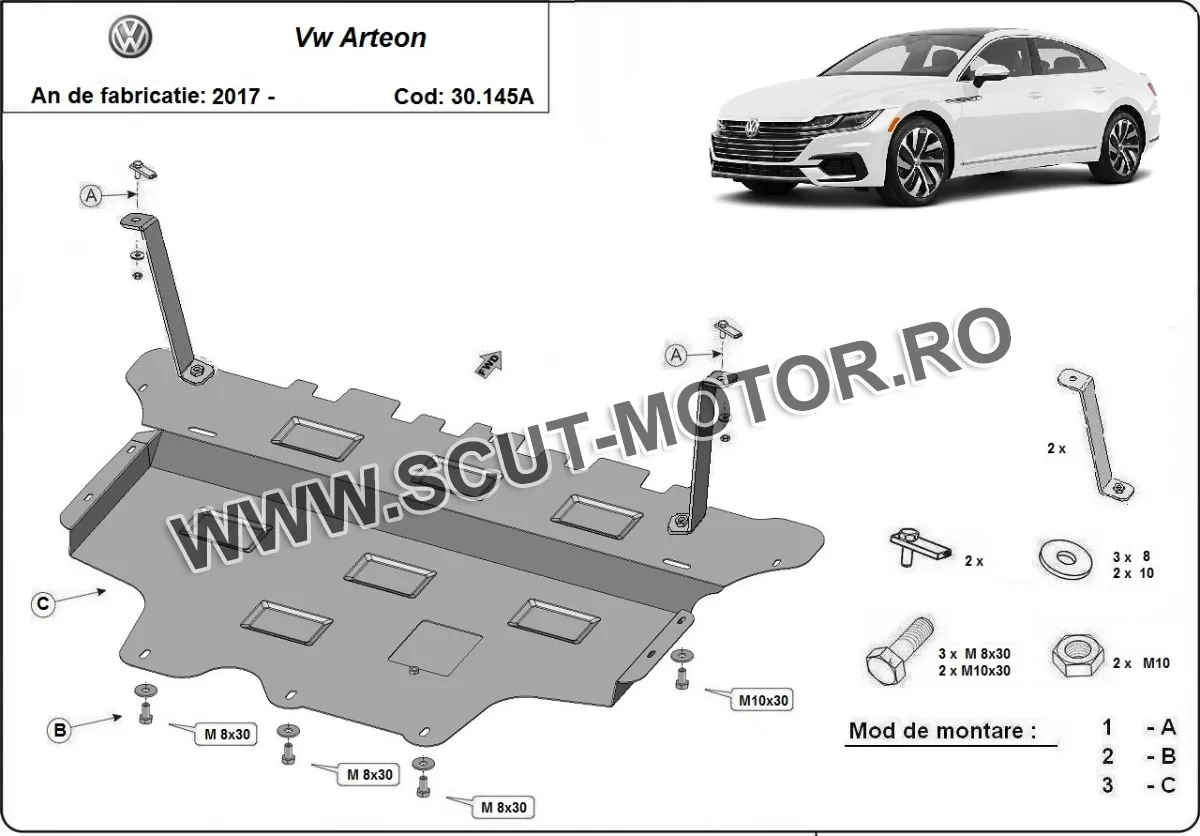 Scut motor Volkswagen Arteon - cutie de viteză automată 2017-2024