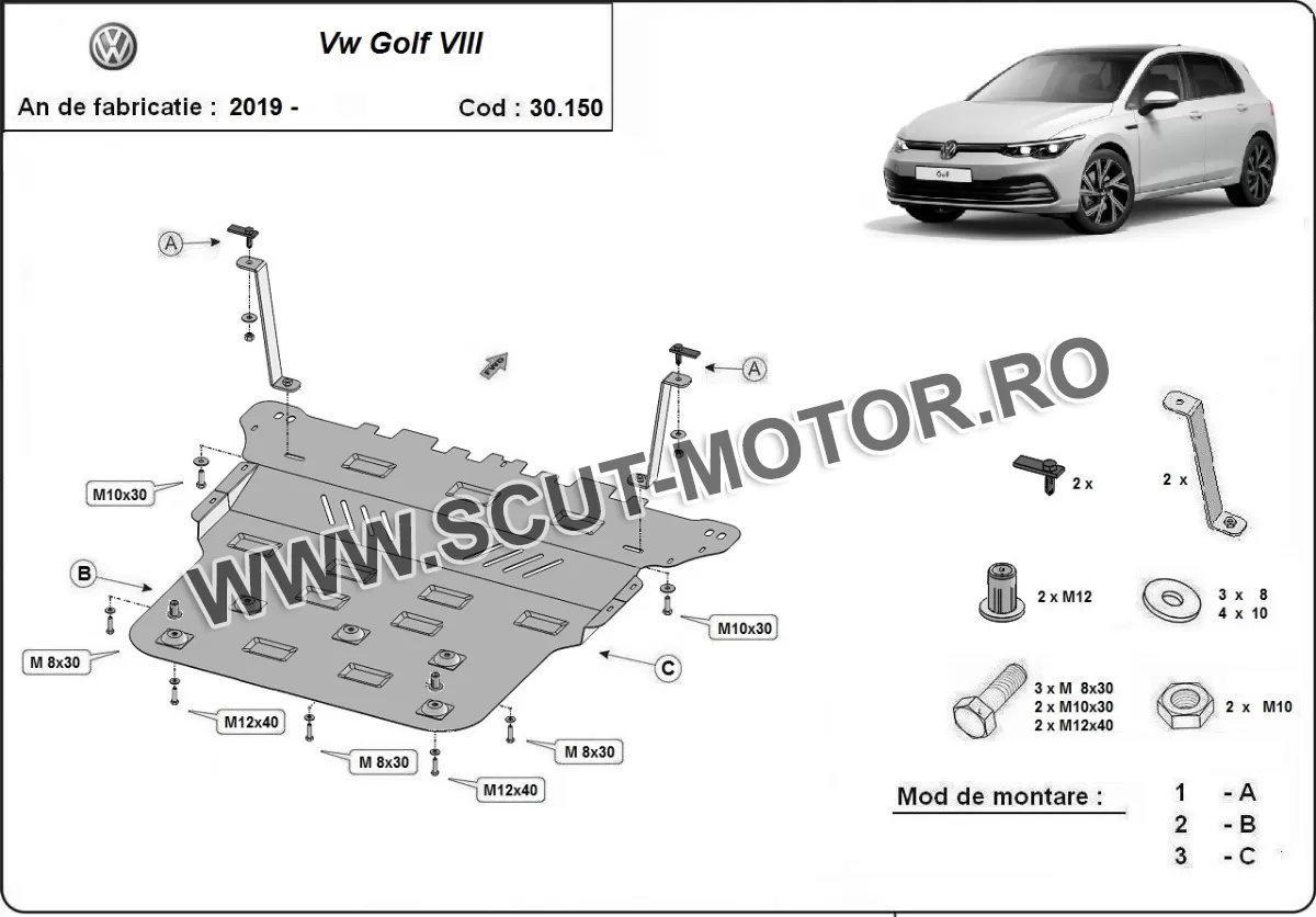 Scut motor VW Golf 8 2019-2024