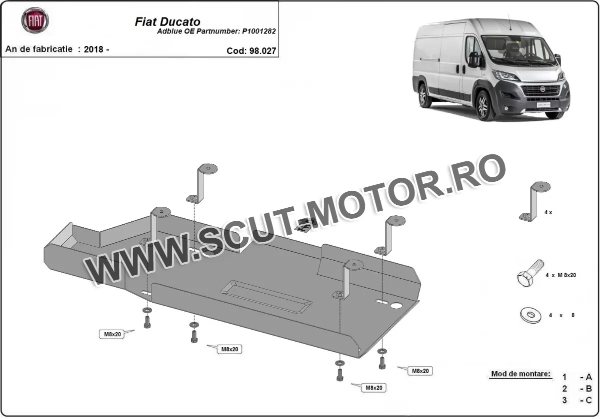 Scut rezervor AdBlue Fiat Ducato 2018-2024