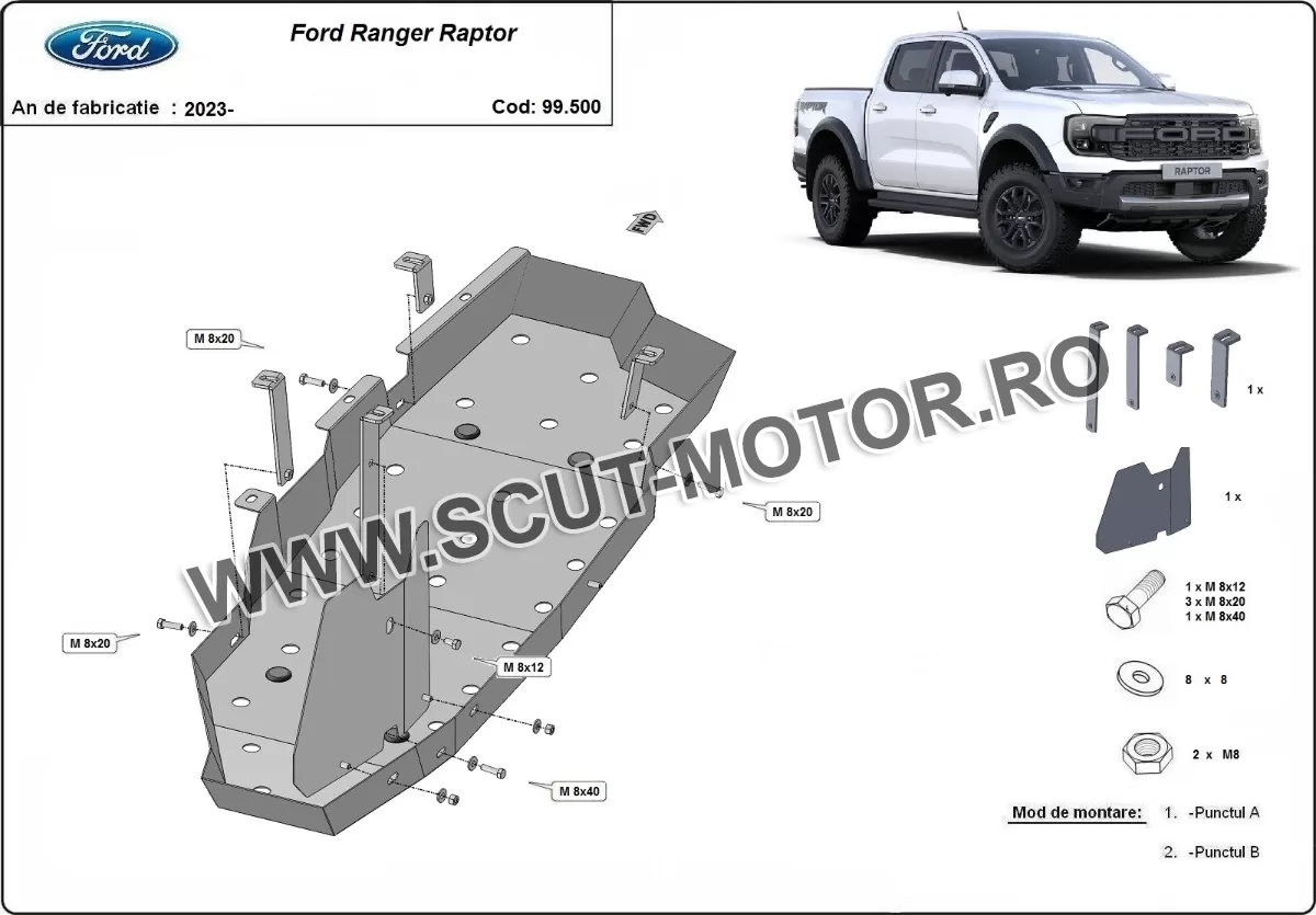 Scut rezervor combustibil Ford Ranger Raptor 2023-2024