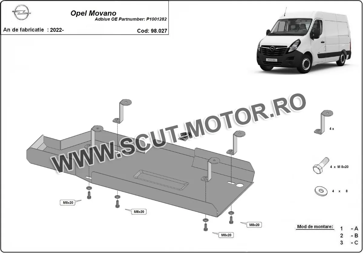 Scut rezervor AdBlue Opel Movano 2022-2024