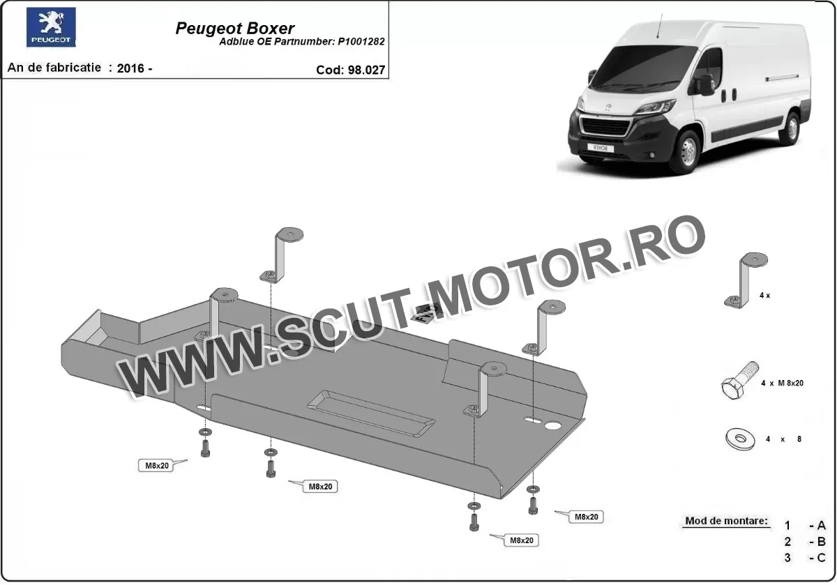 Scut rezervor AdBlue Peugeot Boxer 2016-2024