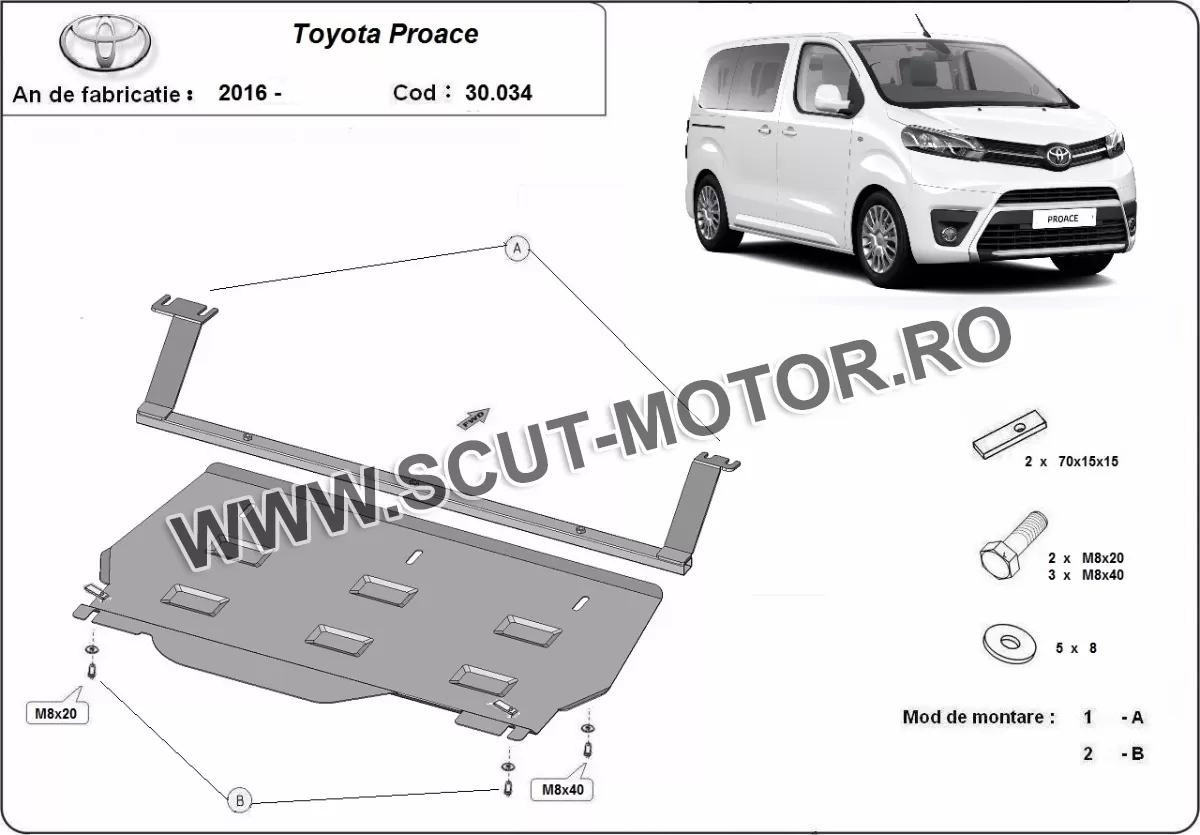 Scut motor Toyota Proace Autoutilitară 2016-2019