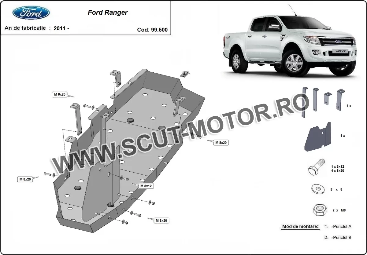 Scut rezervor Ford Ranger 2011-2023