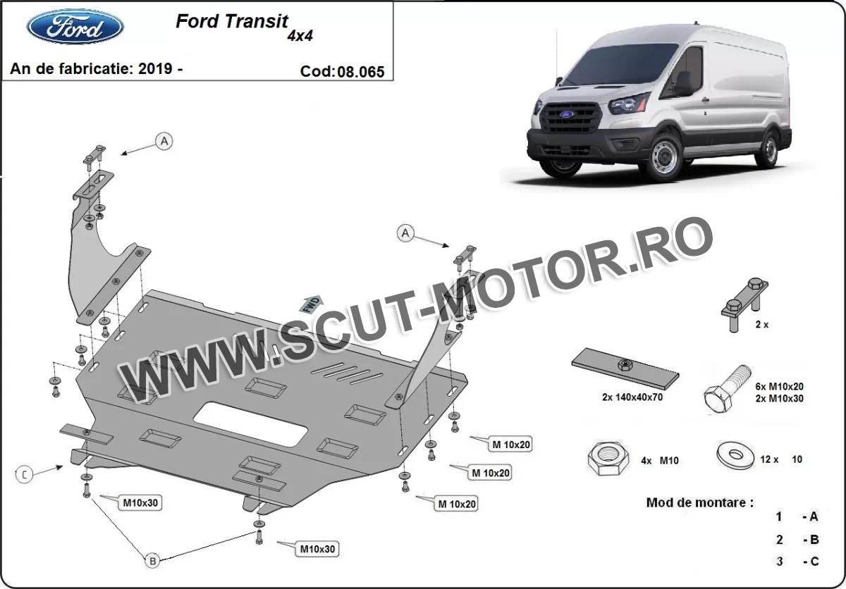 Scut motor Ford Transit - 4x4 2019-2023