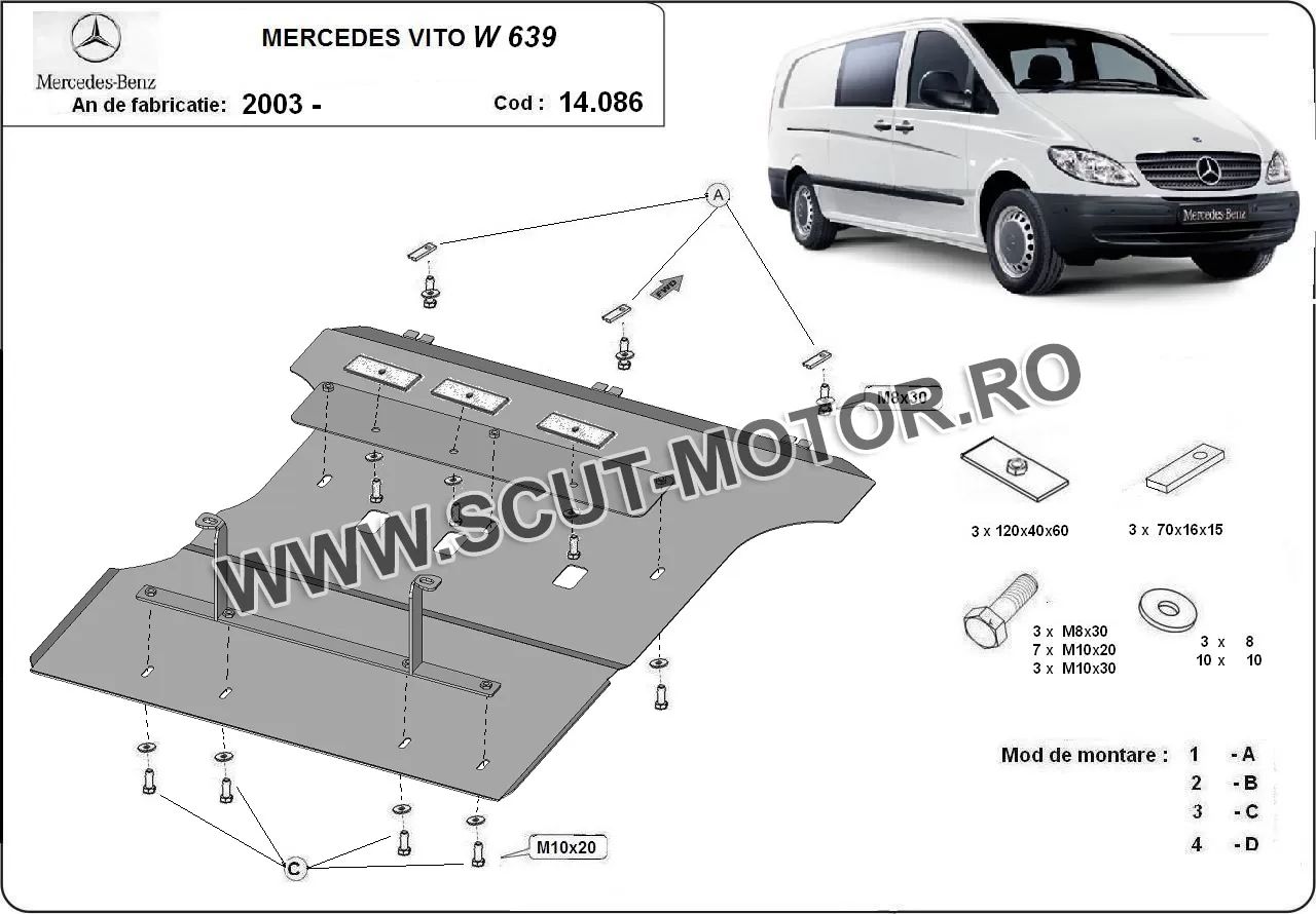 Scut motor Mercedes Vito W639 2003-2020