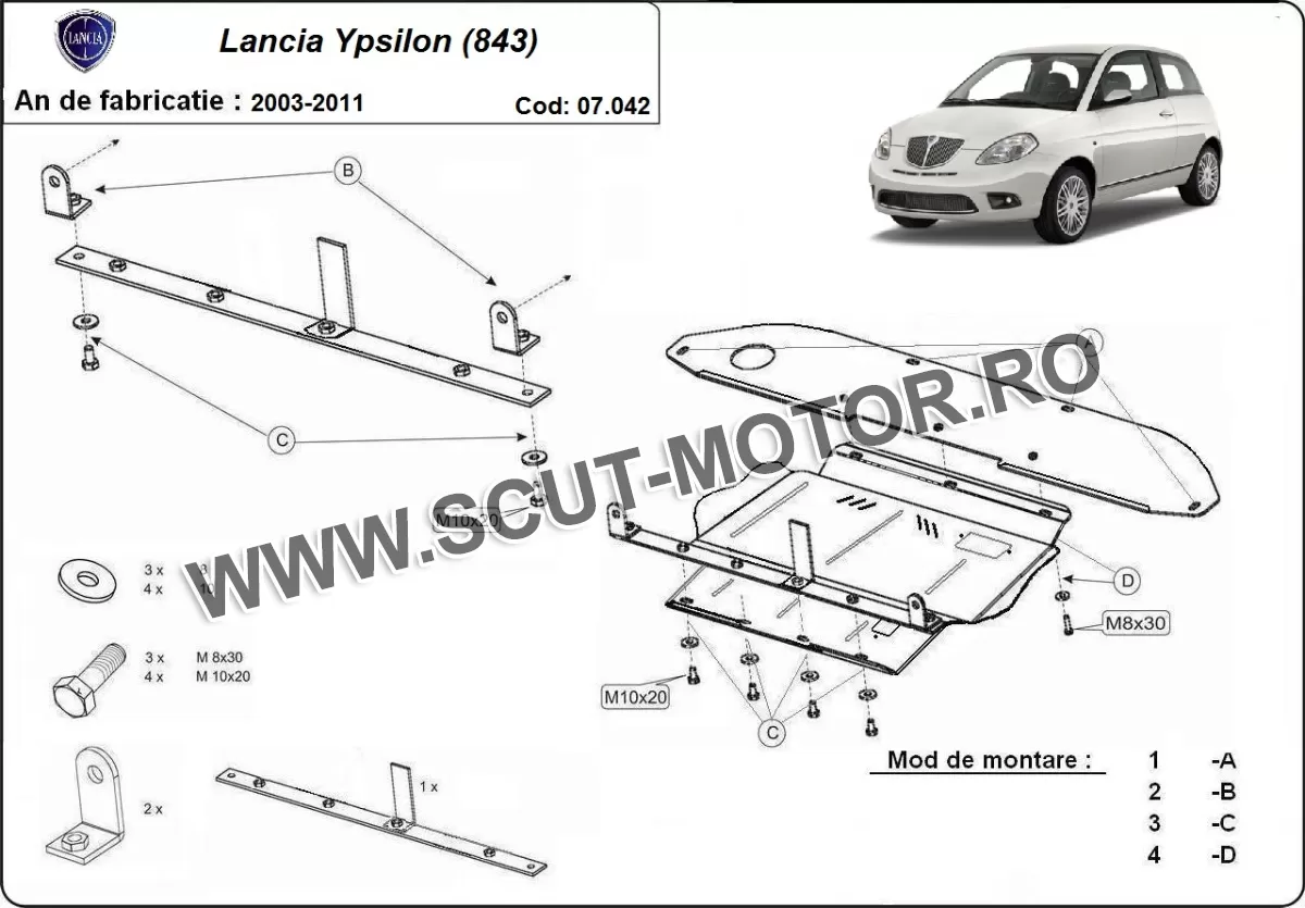 Scut motor Lancia Ypsilon (843) 2003-2011