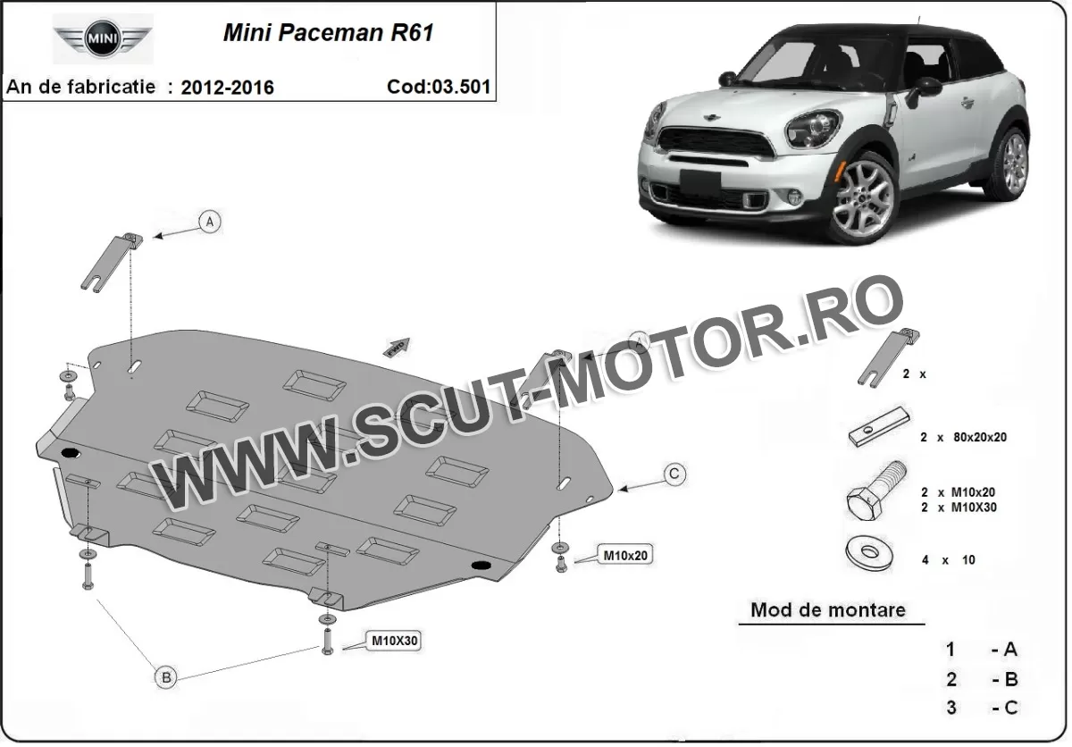 Scut motor Mini Paceman R61 2012-2016