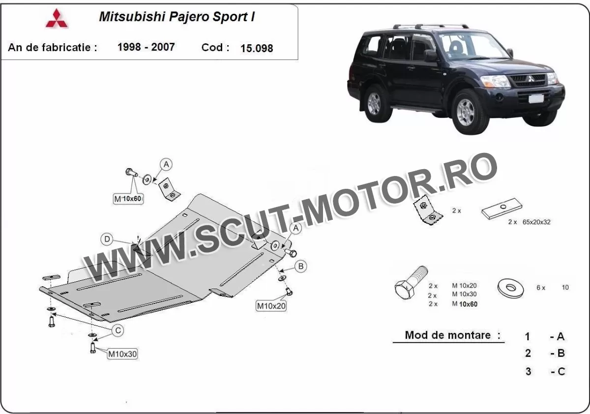 Scut motor și radiator Mitsubishi Pajero Sport 1 1998-2007