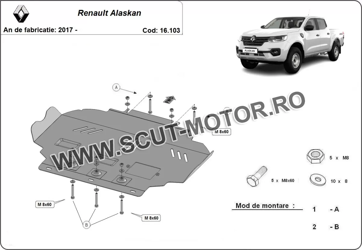 Scut motor Renault Alaskan 2017-2024