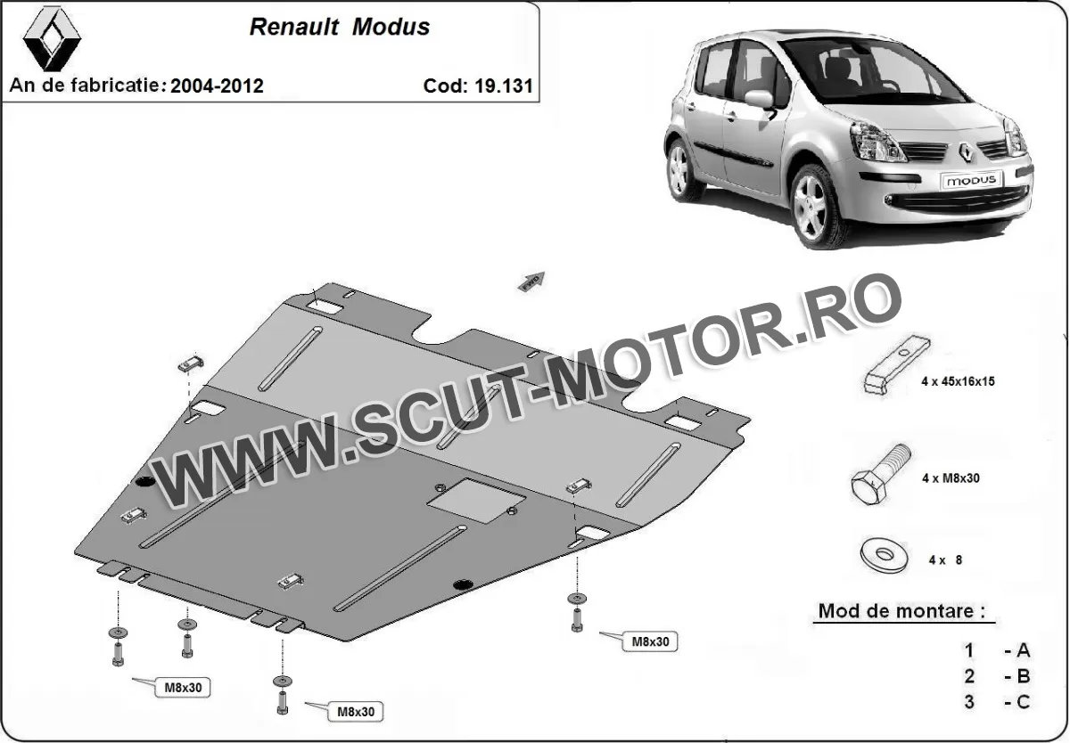 Scut motor Renault Modus 2004-2012