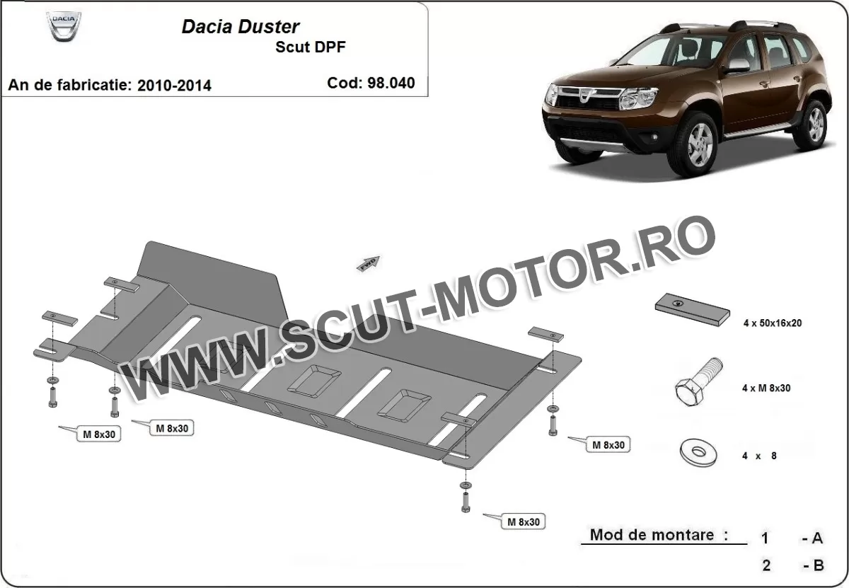 Scut filtru particule Dacia Duster 2010-2013