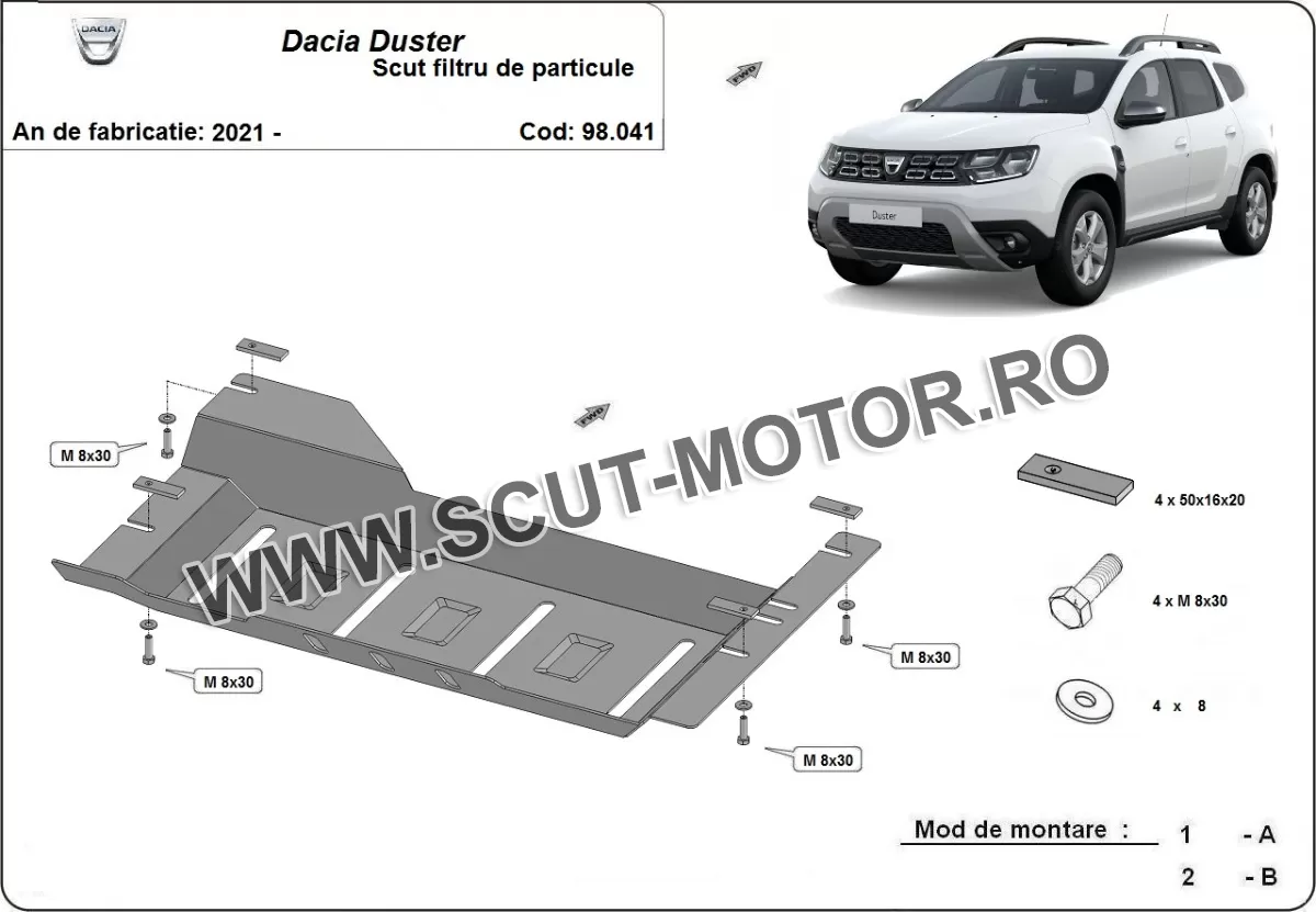 Scut filtru particule Dacia Duster 2021-2024